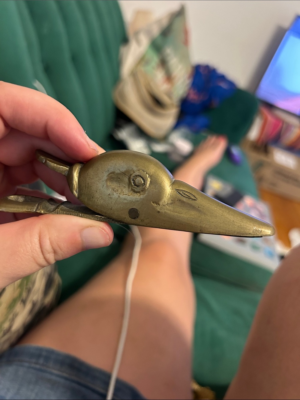 Brass Bird-Shaped Nutcracker - Antique-Style Gold Finish